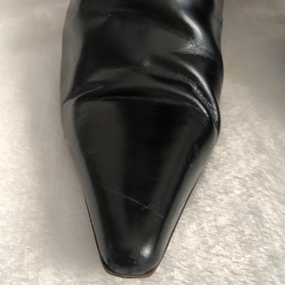 Burberry High Shine Black Leather Zip Up Booties, Size 41 - Picture 6 of 16